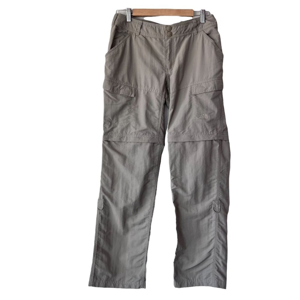 The North Face Womens Tan Nylon Flat Front Pockets Hiking Outdoor Pant Size 10 L